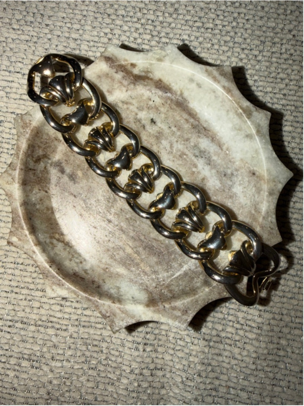 Vintage Gold Silver Tone Chain Link Bracelet One Size